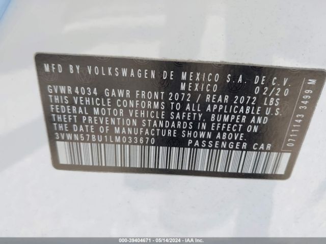3VWN57BU1LM033670 Volkswagen Jetta 1.4t R-line/1.4t S