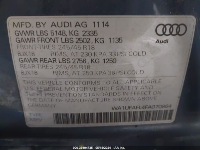 WA1UFAFL4FA070864 Audi Allroad 2.0t Premium