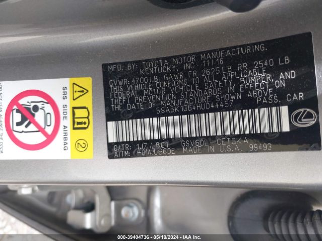 58ABK1GG4HU044457 Lexus ES 350