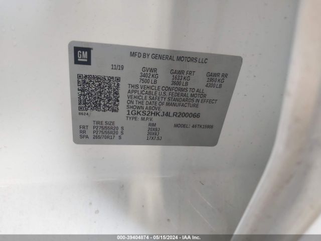 1GKS2HKJ4LR200066 GMC Yukon Xl 4wd Denali