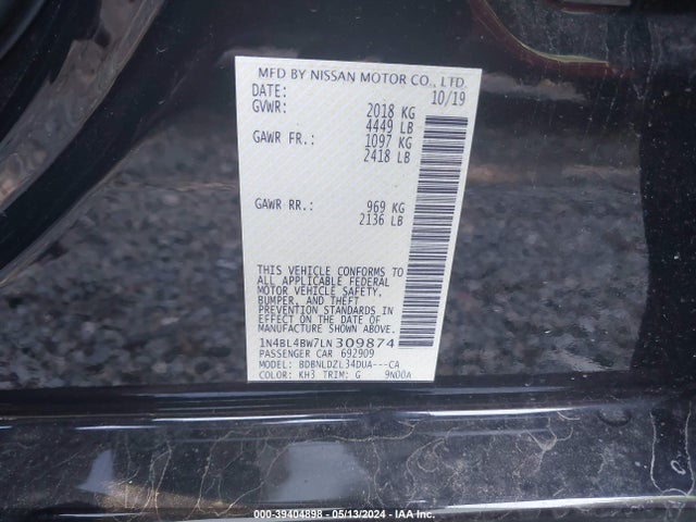 1N4BL4BW7LN309874 Nissan Altima S Intelligent Awd