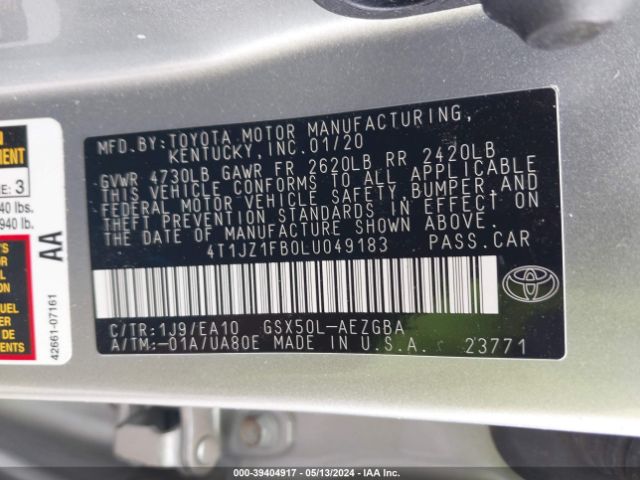 4T1JZ1FB0LU049183 Toyota AVALON XLE