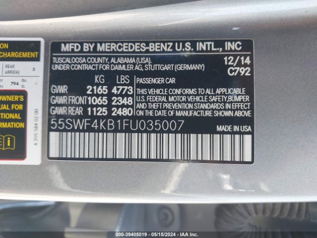 55SWF4KB1FU035007 Mercedes-Benz C 300 4matic/luxury 4matic/sport 4matic