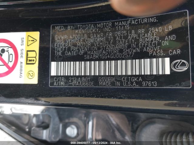 58ABK1GG4GU002577 Lexus ES 350