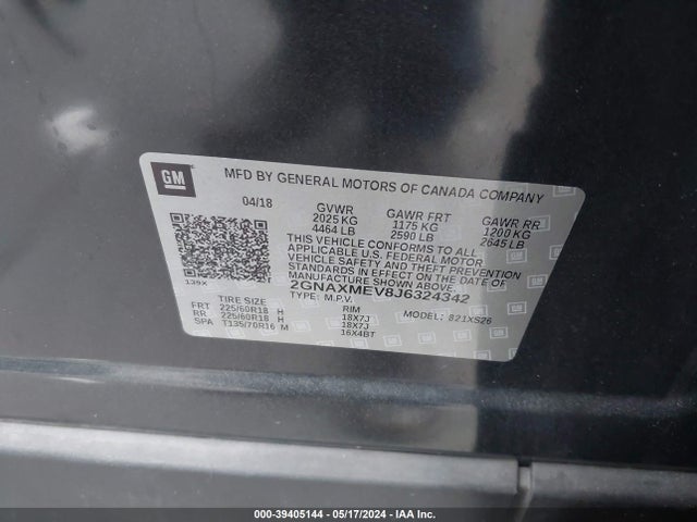 Chevrolet Equinox Premier 2018 2GNAXMEV8J6324342 Image 9