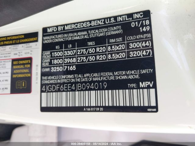 4JGDF6EE4JB094019 Mercedes-Benz Gls 450 4matic