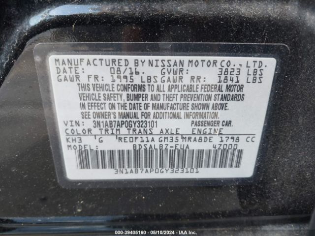 3N1AB7AP0GY323101 Nissan SENTRA S