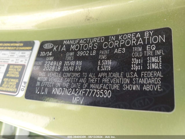 KIA Soul 2015 KNDJN2A2XF7773530 Image 9