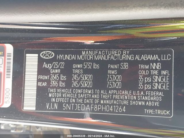 5NTJEDAF8PH041264 Hyundai Santa Cruz Limited