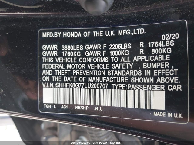 Honda Civic Type R Touring 2020 SHHFK8G77LU200707 Image 9