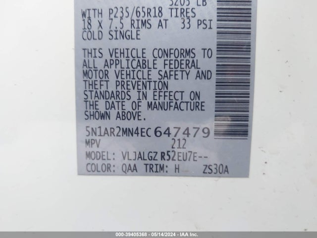 Nissan Pathfinder Sl 2014 5N1AR2MN4EC647479 Image 9
