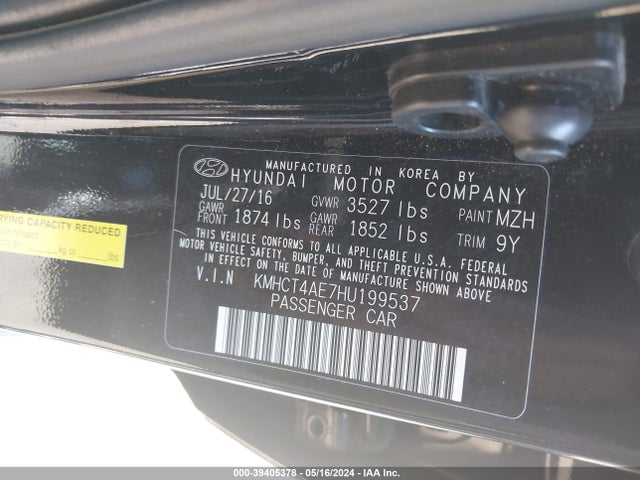 Hyundai ACCENT SE 2017 KMHCT4AE7HU199537 Image 9