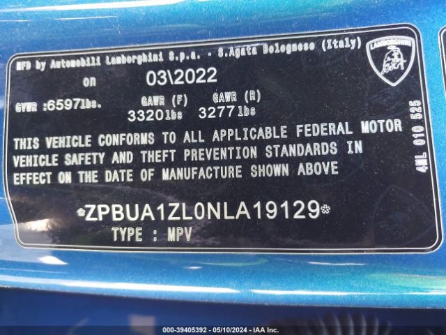 ZPBUA1ZL0NLA19129 Lamborghini Urus Graphite Capsule/pearl Capsule