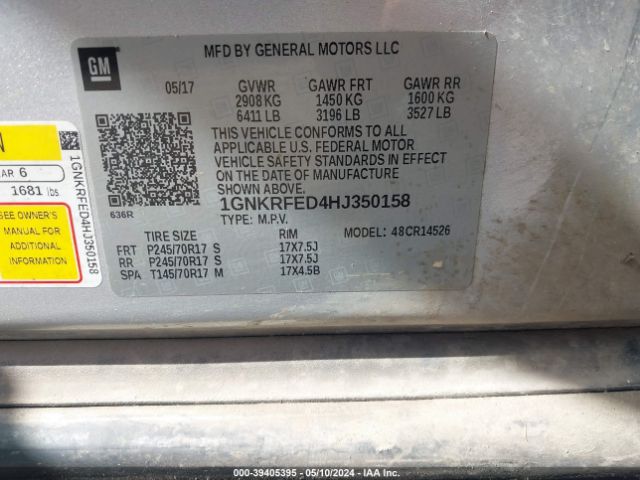 1GNKRFED4HJ350158 Chevrolet Traverse Ls