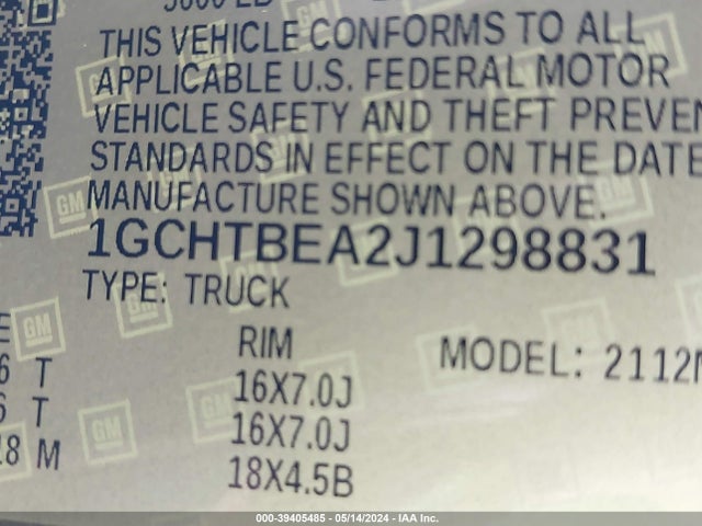 Chevrolet Colorado Wt 2018 1GCHTBEA2J1298831 Image 9