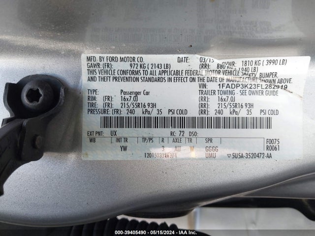 Ford FOCUS SE 2015 1FADP3K23FL282919 Image 9
