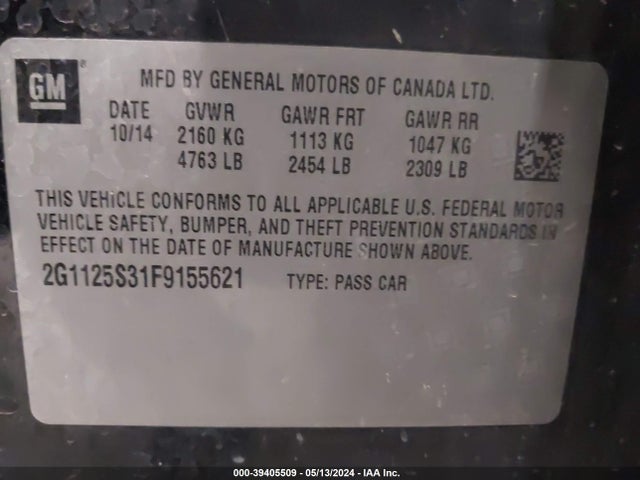 Chevrolet Impala 2lt 2015 2G1125S31F9155621 Image 9