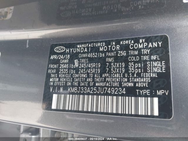KM8J33A25JU749234 Hyundai Tucson Limited