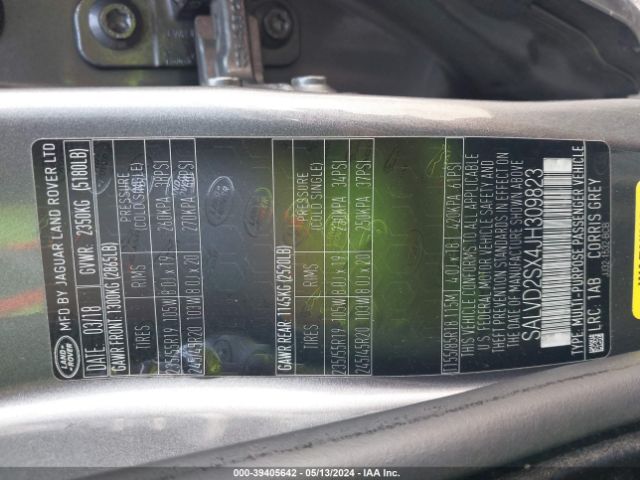 SALVD2SX4JH309823 Land Rover Range Rover Evoque Hse Dynamic