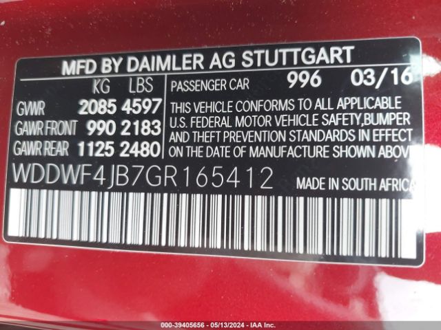 WDDWF4JB7GR165412 Mercedes-Benz C 300 Luxury/sport