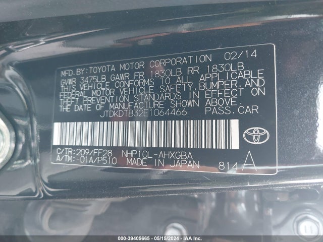 Toyota Prius C Three 2014 JTDKDTB32E1064466 Image 9
