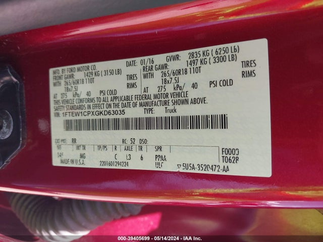 Ford F-150 Xlt 2016 1FTEW1CPXGKD63035 Image 9