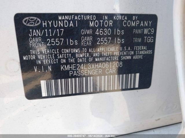 KMHE24L3XHA061208 Hyundai Sonata Hybrid Se