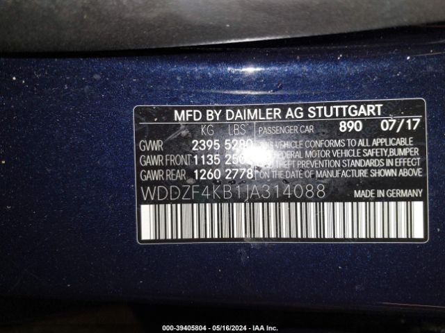 WDDZF4KB1JA314088 Mercedes-Benz E 300 4matic