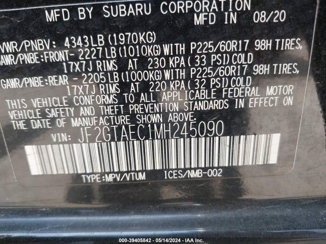 Subaru Crosstrek Premium 2021 JF2GTAEC1MH245090 Image 9