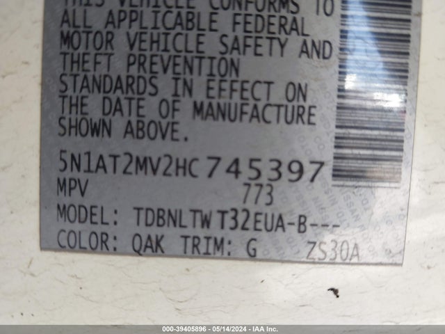 Nissan ROGUE SV 2017 5N1AT2MV2HC745397 Image 9