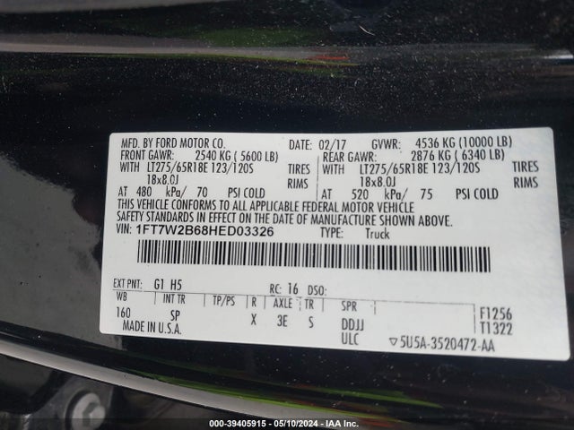 Ford F-250 King Ranch 2017 1FT7W2B68HED03326 Image 9