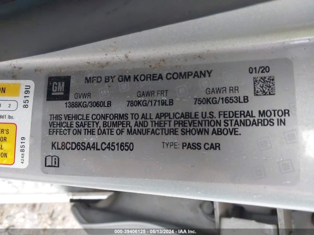 Chevrolet Spark Fwd 1lt Automatic 2020 KL8CD6SA4LC451650 Image 9