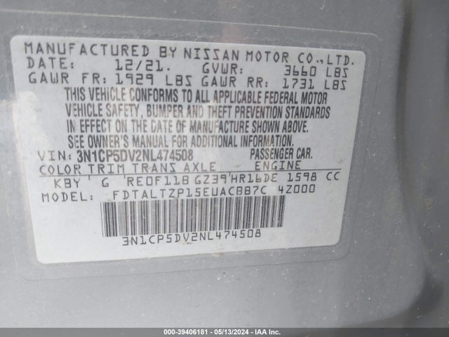 Nissan Kicks Sr Xtronic Cvt 2022 3N1CP5DV2NL474508 Image 9