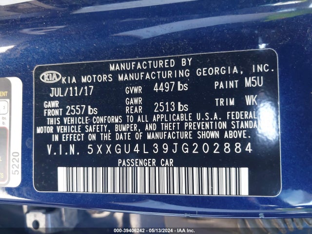 KIA OPTIMA EX 2018 5XXGU4L39JG202884 Image 9