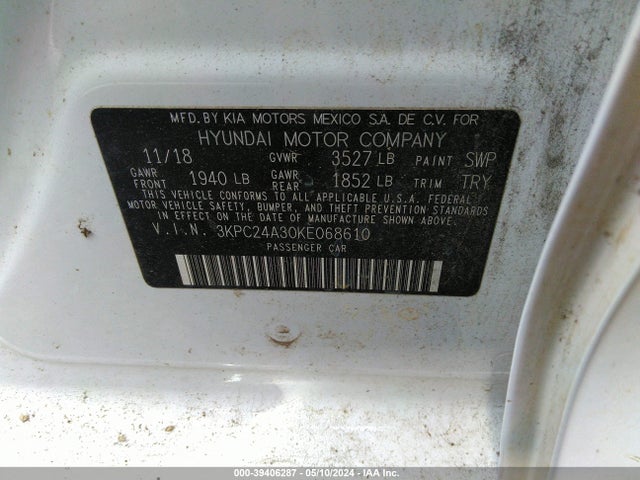 Hyundai ACCENT SE 2019 3KPC24A30KE068610 Image 9