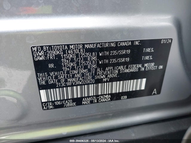 Toyota Rav4 Xle Premium 2024 2T3C1RFV3RW320620 Image 9