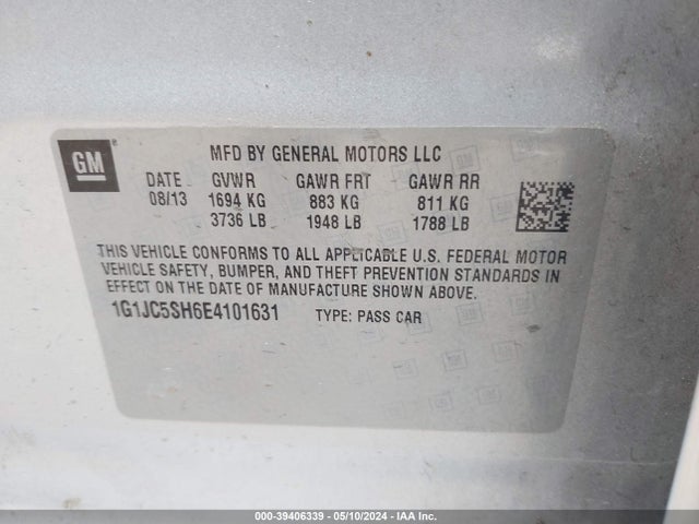 Chevrolet Sonic Lt Auto 2014 1G1JC5SH6E4101631 Image 9