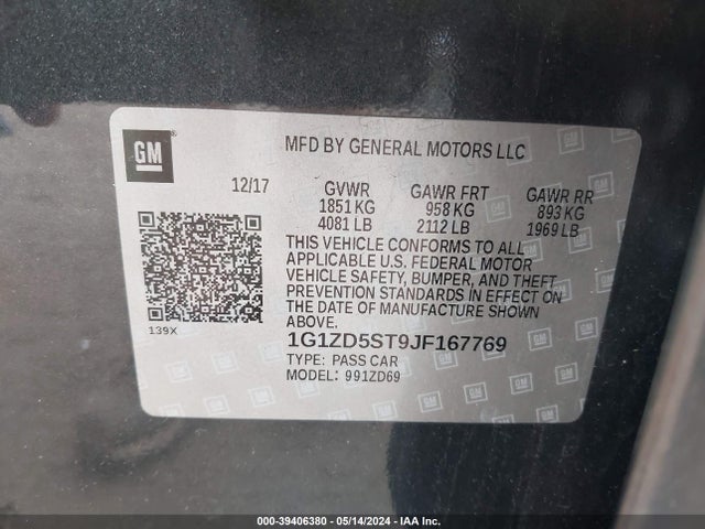 Chevrolet MALIBU LT 2018 1G1ZD5ST9JF167769 Image 9