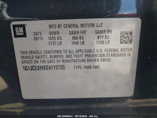 Chevrolet Sonic Lt Auto 2014 1G1JC5SHXE4110705 Image 9