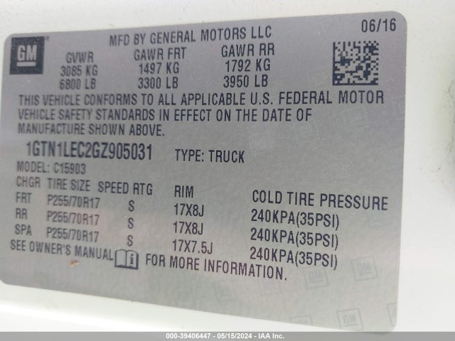 GMC SIERRA 1500 2016 1GTN1LEC2GZ905031 Image 9
