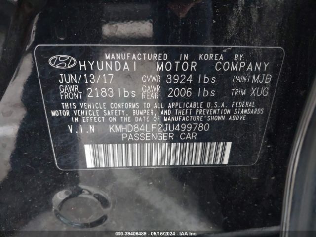 KMHD84LF2JU499780 Hyundai ELANTRA SEL