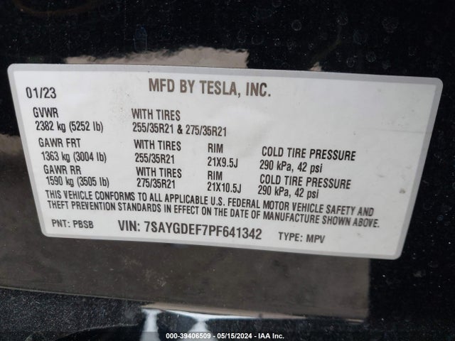 7SAYGDEF7PF641342 Tesla Model Y Awd/performance Dual Motor All-wheel Drive