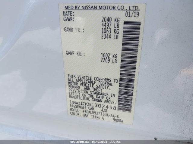 Nissan LEAF S 2019 1N4AZ1CP2KC307458 Image 9