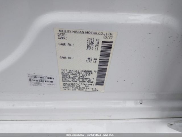 1N4AZ1BP7LC309645 Nissan Leaf S 40 Kwh