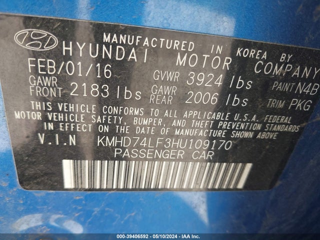 Hyundai ELANTRA SE 2017 KMHD74LF3HU109170 Image 9