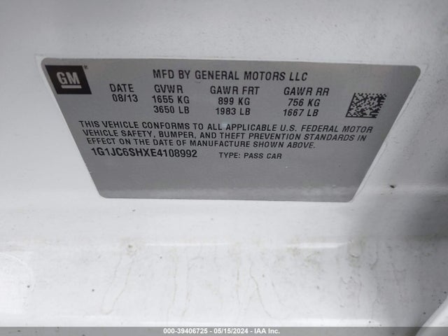 Chevrolet Sonic Lt Auto 2014 1G1JC6SHXE4108992 Image 9
