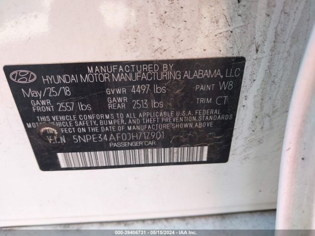 5NPE34AF0JH717901 Hyundai Sonata Sport+