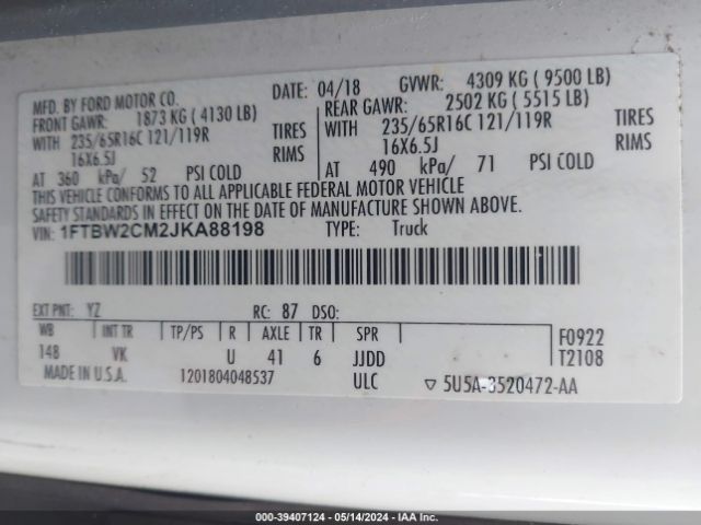 1FTBW2CM2JKA88198 Ford Transit-350