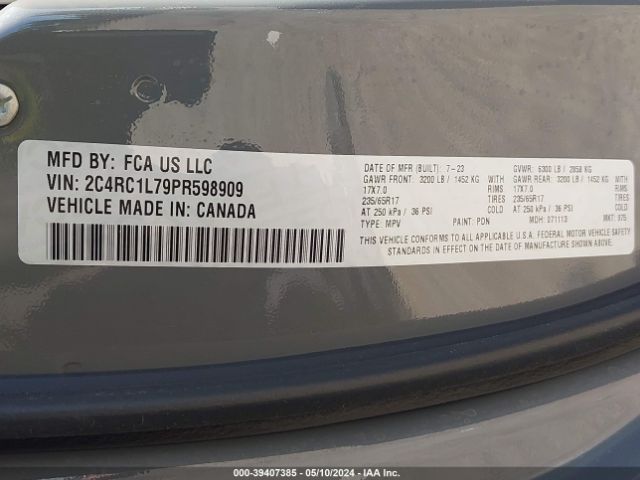2C4RC1L79PR598909 Chrysler Pacifica Hybrid Touring L