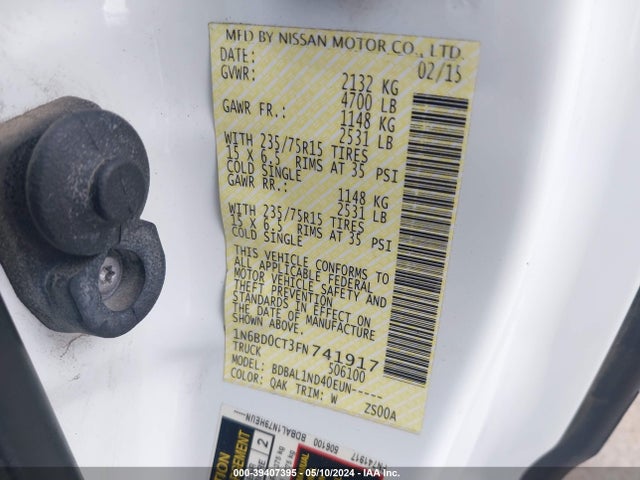 Nissan FRONTIER S 2015 1N6BD0CT3FN741917 Image 9